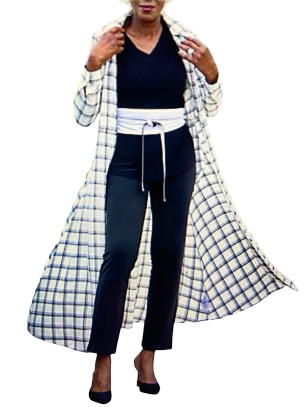 Attitudes by Renee Black & White Reversible Obi Waist Belt M/L New Contemporary
